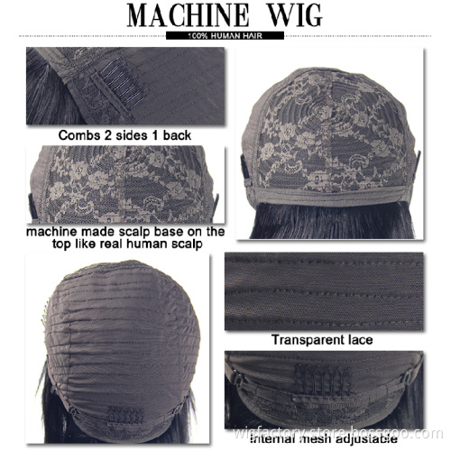 Cheap ombre human hair wig with bangs, straight wig with a bang, machine made 100 human hair wigs with bangs and highlights
